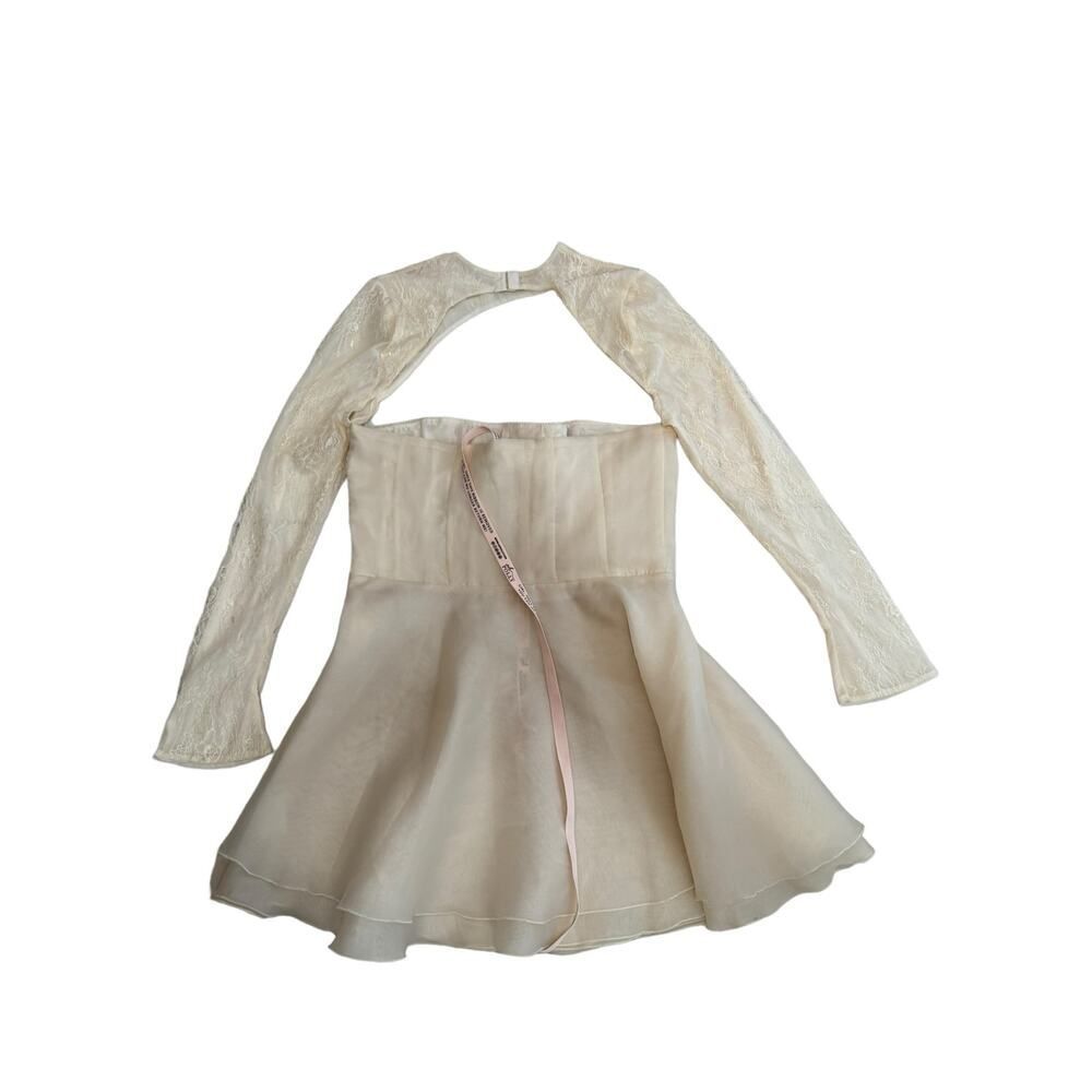 Oh Polly NWT Claudette Long Sleeve Tulle Skirt Mini Dress in Ivory Size 10 - Picture 11 of 15